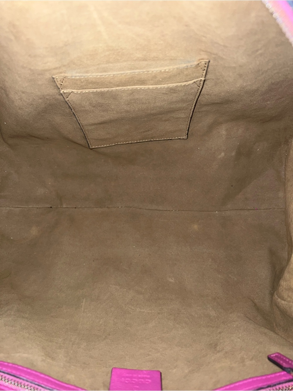 Gucci Beige GG Canvas Satchel with Pink Trim and Red 35 with strap - Picture 5 of 15